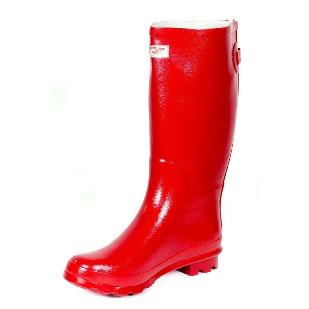 Women Tall Zippered Rain Boots, RB-1412, Red, Size 11 - Picture 2 of 4